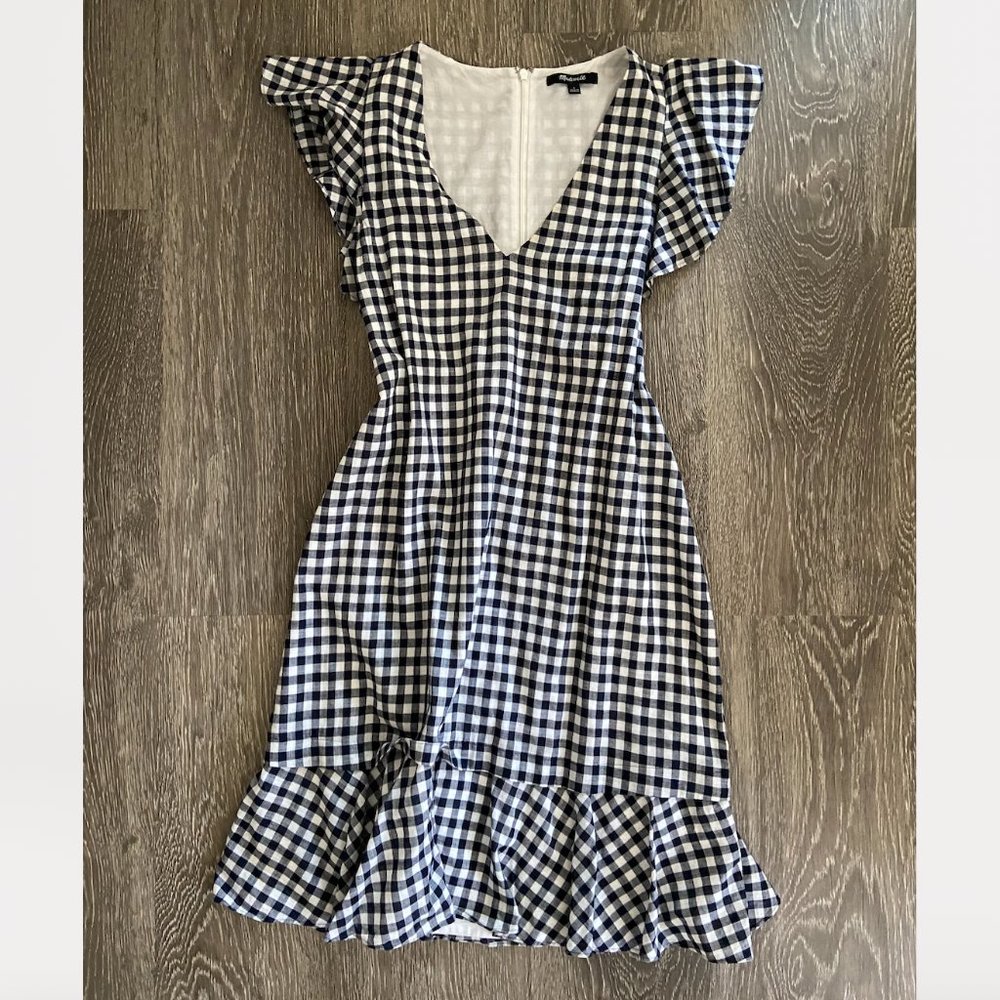 Blue Smock Checkered Madewell Dress